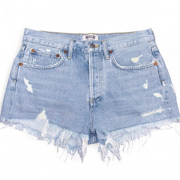 Agolde Pants - AGOLDE Light Wash Denim Cut Off Distressed Jean Shorts Size 25